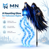 Lighted ghost reaper garden stake with blue glow
